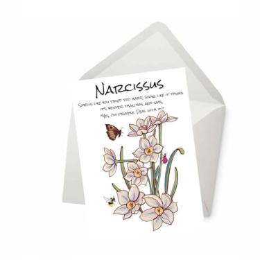 Imagem de PICTURE THIS PRINTS Flor de nascimento de narciso rude, cartão comemorativo de significado de flor de nascimento de narciso, cartão de aniversário sarcástico, desejos de aniversário de dezembro
