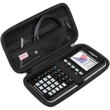 Imagem de BOVKE Estojo rígido de viagem para Texas Instruments TI-84 Plus CE/TI-84 Plus/TI-83 Plus CE/TI-83 Plus/Casio fx-9750GIII Calculadora gráfica, bolso de malha para cabos USB, manual, canetas, acessórios