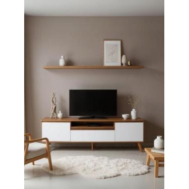 Imagem de Rack para TV com Prateleira 180cm Retro Mdf Dallas - On Móveis, Freijo