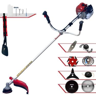 Imagem de Cortador de Grama Kawashima BCJ521L 52cc 2,5HP Com Carretel + Facas 2 Pontas, 3 Pontas, 6 Pontas, 40 Dentes Vídea, 80 Dentes, Trimmer e Escova de Aço