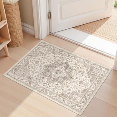 Imagem de Tapete vintage para sala de estar 5 x 7 cm – Tapete grande macio lavável oriental tradicional envelhecido para quarto – Tapete de piso interno para decoração de casa, escritório, casa – marrom claro