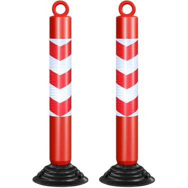Imagem de Cones De Trânsito De 30 Polegadas, Pacote De 1-10 Cones De Estacionamento De Segurança Rodoviária De Plástico Com Base De Borracha E Fita Refletiva, Barreiras De Con, Yellow+red, 1 Pcs