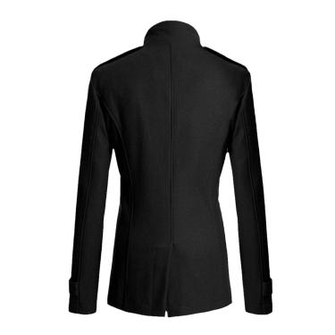 Imagem de Jaqueta De Inverno Retro Misturada Masculina Longa Corta-vento Casual Marrom Casaco De Lã Quente Estilo De Rua, black, S
