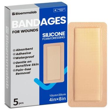 Imagem de Bandagens Bioemmalab, grande espuma de silicone impermeável, 4 x 8 pol