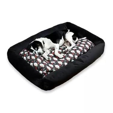 Imagem de Cama Caminha Pet Cachorro Gato Lavável Com Ziper e Colchonete Média 70 x 50 cm Grande 100 x 87 cm (Dog Preto, Grande)