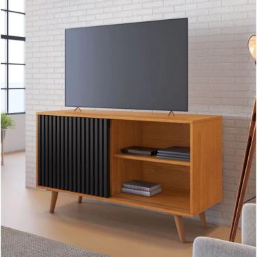 Imagem de Rack Carinho Para Tv Até 43" JCM Movelaria - Cinamomo/Preto