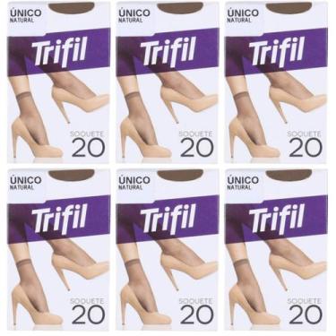 Imagem de Kit 6 Meia Soquete Social Básica Natural Fio 20 - Trifil