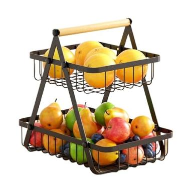 Imagem de Fruteira De Mesa Organizador De Frutas Cesto Metal Aramado Multiuso Frutas Legumes Luxo Premium 2 - 3 Andares(2 andres YY093)