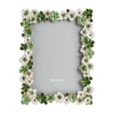 Imagem de Synovana Porta-retrato floral verde 12 x 18 cm para exibição de mesa, design decorativo de flores para decoração de casa