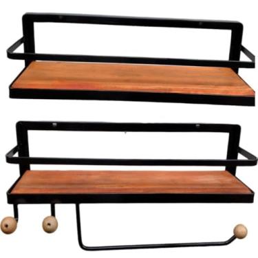 Imagem de prateleira porta condimento e porta tempero com gancho e porta papel com duas