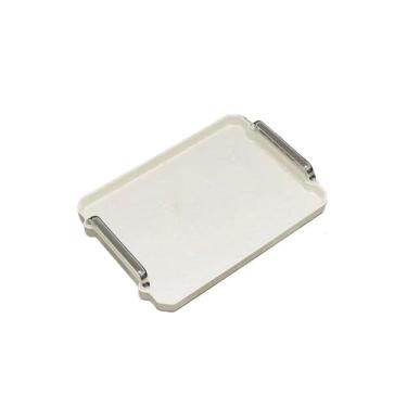 Imagem de Bandeja de servir em casa, bandeja de xícara de chá, sala de estar, frutas secas, bandeja retangular para frutas, aromaterapia, produtos de cuidados com a pele, bandeja de exibição multiuso (branca)