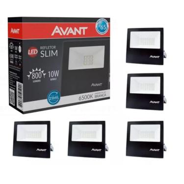 Imagem de Refletor Led 10W Preto Bivolt Avant 5 Unidades