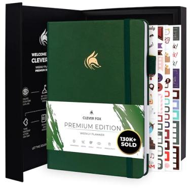 Imagem de Clever Fox Planner Edição Premium – Planejador semanal e mensal luxuoso sem data para aumentar a produtividade e atingir seus objetivos – Organizador – Comece a qualquer hora, A5, dura 1 ano, verde