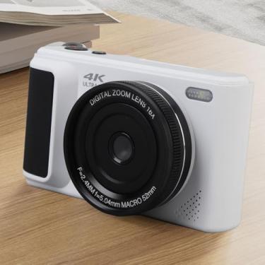 Imagem de Câmera Digital de 64 MP, Zoom 16X, Gravação de Vídeo 4K UHD, Foco Automático, Tela Giratória de 180 °, Com Cartão de 128 GB e Filtros de Beleza, para Vídeo Fotográfico Selfie