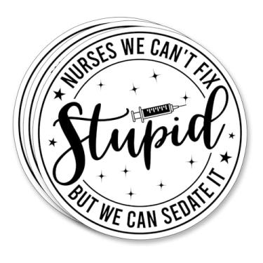 Imagem de (3 peças) Adesivo Nurses We Can't Fix Stupid But We Can Sedate It, Decalques Inspiradores de Enfermeira Decorar Livros Laptop Telefone Garrafas de Água Kindles Adesivos Copo Impermeável Vinil Decorar