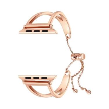 Imagem de Pulseira De Luxo Em Aço Inoxidável Para Apple Watch 40mm 41mm 45mm 44m