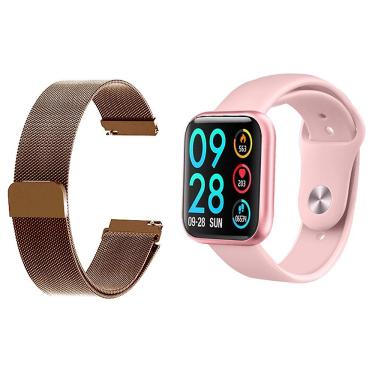 Imagem de Kit 1 Smartwatch P80 Rosa + 1 Pulseira Rose Gold