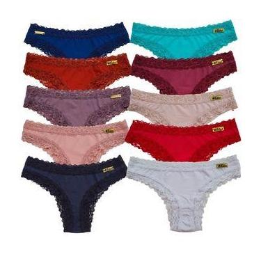 Imagem de Kit 10 Calcinha Renda Conforto Alta Qualidade em Microfibra Lingerie M