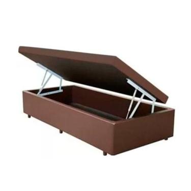 Imagem de Box com Baú Marrom de Cama Solteiro Resistente Madeira - FácilPedido