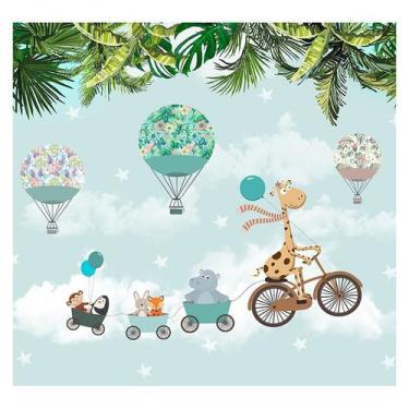 Imagem de Papel de Parede Adesivo Infantil Safari Balões Bebe Quarto Menino - 57
