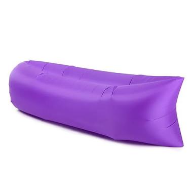 Imagem de Espreguiçadeira inflável sofá cama, sofá inflável dobrável para evitar vazamentos, espreguiçadeira inflável para viagens e acampamento (roxo)