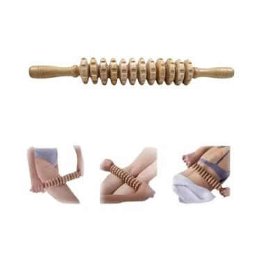 Imagem de Kit De Massagem Maderoterapia Com Rolo De Madeira Para Escultura Corpo
