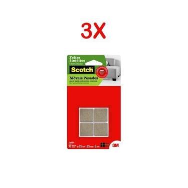 Imagem de Feltro para móveis pesados quadrado g - 3m kit 3 peças