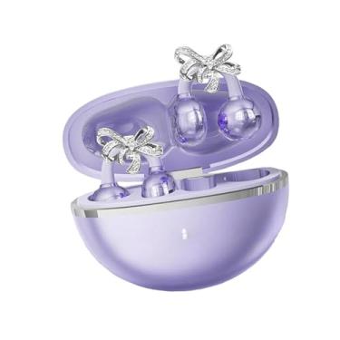 Imagem de AsrMyjcx Fones de ouvido estilosos com clipe, abertos, ponte em formato de C, com joias, brincos de laço para uso diário no trabalho, escritório e festivais, Roxo