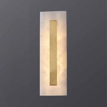 Imagem de Arandelas De Mármore Iluminação De Parede Moderna Luz De Parede Linear De Mármore Interior Latão Ouro Corredor Arandelas Luminárias Escurecimento Led Lâmpada D, Square, 35CM-1 Pack