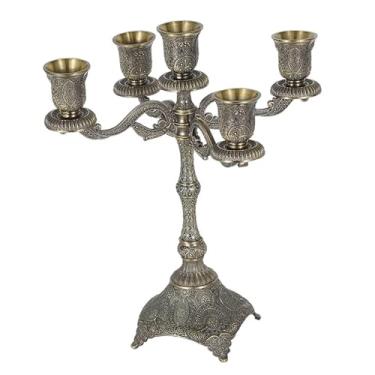 Imagem de IEUDNS Castiçal cônico para decoração de casa de fazenda, candelabro, suporte para velas, para lareira, natal, hotel, jantar de aniversário, 5 Braços