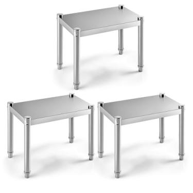 Imagem de MorningRo Pacote com 3 prateleiras de aço inoxidável com 50 cm de comprimento x 30 cm de largura x 40 cm de altura, capacidade para armazenamento de alimentos comercial de mais de 10000 kg para