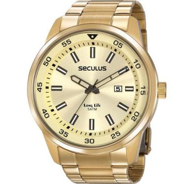 Imagem de Relógio Seculus Masculino Dourado Long Life 20786GPSVDA2 Analógico 5 A