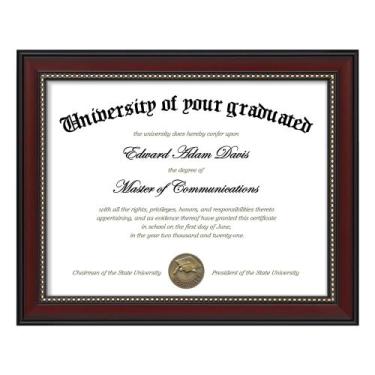 Imagem de Certificado de diploma com moldura simples de 21 x 29,7 cm em mogno - 