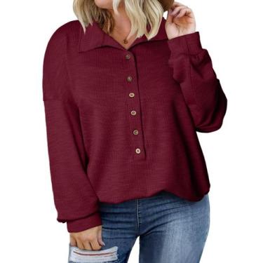 Imagem de Moletom feminino Eytino, pulôver de malha plus size, 1x vermelho para 