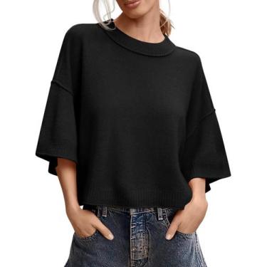 Imagem de Suéter de manga curta Saodimallsu feminino preto de verão