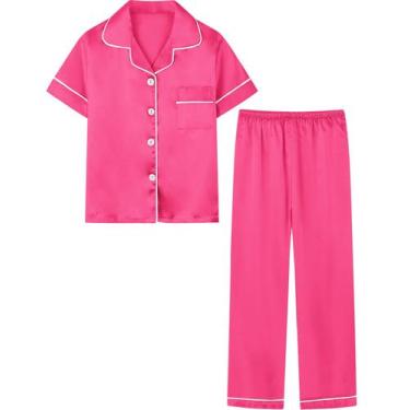 Imagem de Pijamas de cetim para meninas Umeyda, pijamas, roupa de dormir de seda