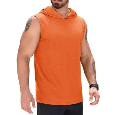 Imagem de Camiseta regata masculina com capuz UPF 50+ laranja tamanho XL - Cotra