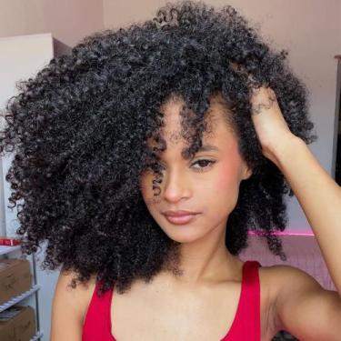 Imagem de Meia peruca QUANDIAN Kinky Curly 100% cabelo humano 200% densidade