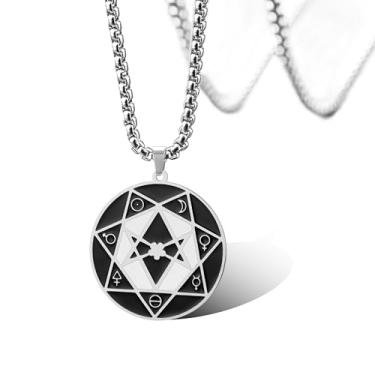 Imagem de SIPURIS Colar de estrela de Davi para homens, hexagrama, pentáculo, pingente de símbolo judaico wiccano, pingente de joia de amuleto de estrela de seis pontas, Sem pedra preciosa, Sem Pedra Preciosa