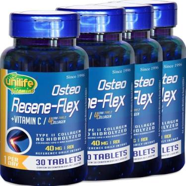 Imagem de Kit com 4 Frascos de Colágeno Tipo 2 (UC2) Osteo Regeneflex 30 Comprimidos Unilife