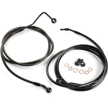 Imagem de MoKitDora Kit de cabos de embreagem hidráulica linhas de freio superior de aço inoxidável trançado compatível com Harley Touring 2017-2020 Street FLHX Electra Road Glide King FLHT FLHR 30.5 cm guidão