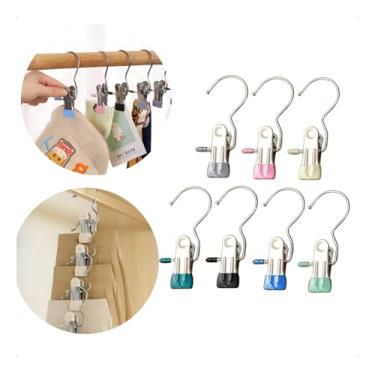 Imagem de Kit 20 Cabides de Metal com Clipes Multifuncionais Antiferrugem Aço Inox Reforçado