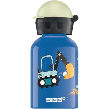 Imagem de SIGG Garrafa de bebida infantil Build It (0,3 L), garrafa infantil sem poluentes com tampa à prova de vazamento, garrafa de água infantil leve feita de alumínio