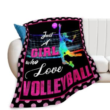 Imagem de Cobertor de vôlei Just A Girl Who Loves Volleyball Cobertor Super Macio Flanela Leve Fofo Pelúcia Fuzzy Decoração Esportiva Cobertor Presentes para Meninas Mulheres Crianças para Cama Sofá Cama 101 x