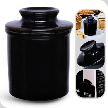 Imagem de Manteigueira Francesa Manhattan Preta 10CM Haukraft Cerâmica - Hauskra