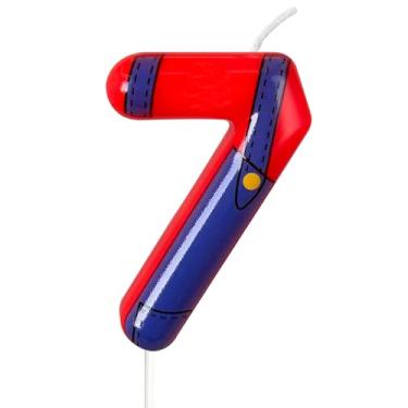 Imagem de WQINX Velas de aniversário para meninos e meninas, com números vermelhos e azuis, adequadas para decoração de festa com tema de jogo de desenho animado Mario, suprimentos de festa infantil, decoração