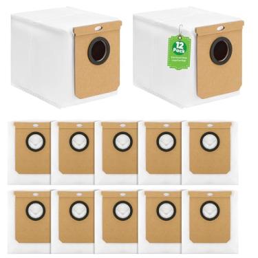 Imagem de Pacote com 12 sacos de pó de substituição para aspirador de pó Eufy L60 / L60 SES / L50/ L50 SES Robô, sacos grandes de reposição compatíveis com Haier H9+, Conga Home 10000, 8090 Ultra, 9090 AI