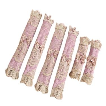 Imagem de YUEZODU Capa de maçaneta para geladeira de porta dupla, bordado de renda europeia, 6 pares, proteção à prova de poeira (Roxo)
