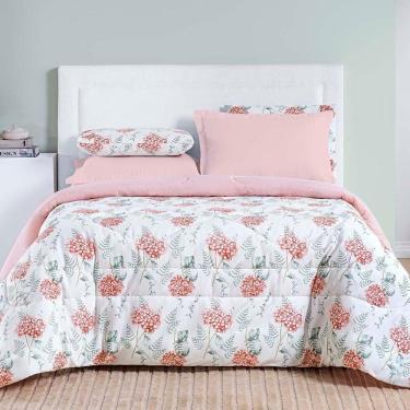 Imagem de Edredom Cobertor Casa Scarpa Maris Super King Percalle 200 Fios Estampado Floral Hortên...