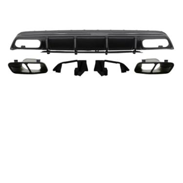 Imagem de Difusor de para-choque traseiro de fibra de carbono com escapamento, compatível com Mercedes Benz Classe A W176 A200 A45 AMG 2016-2018, acessórios para carro(Carbon Dif Black Ex)